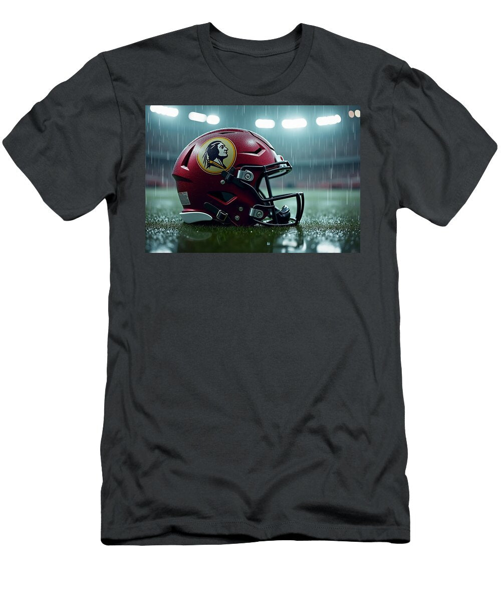 Washington Commandershelmet in Rainy Stadium Kevin Walker and Pixel Reverie T-Shirt