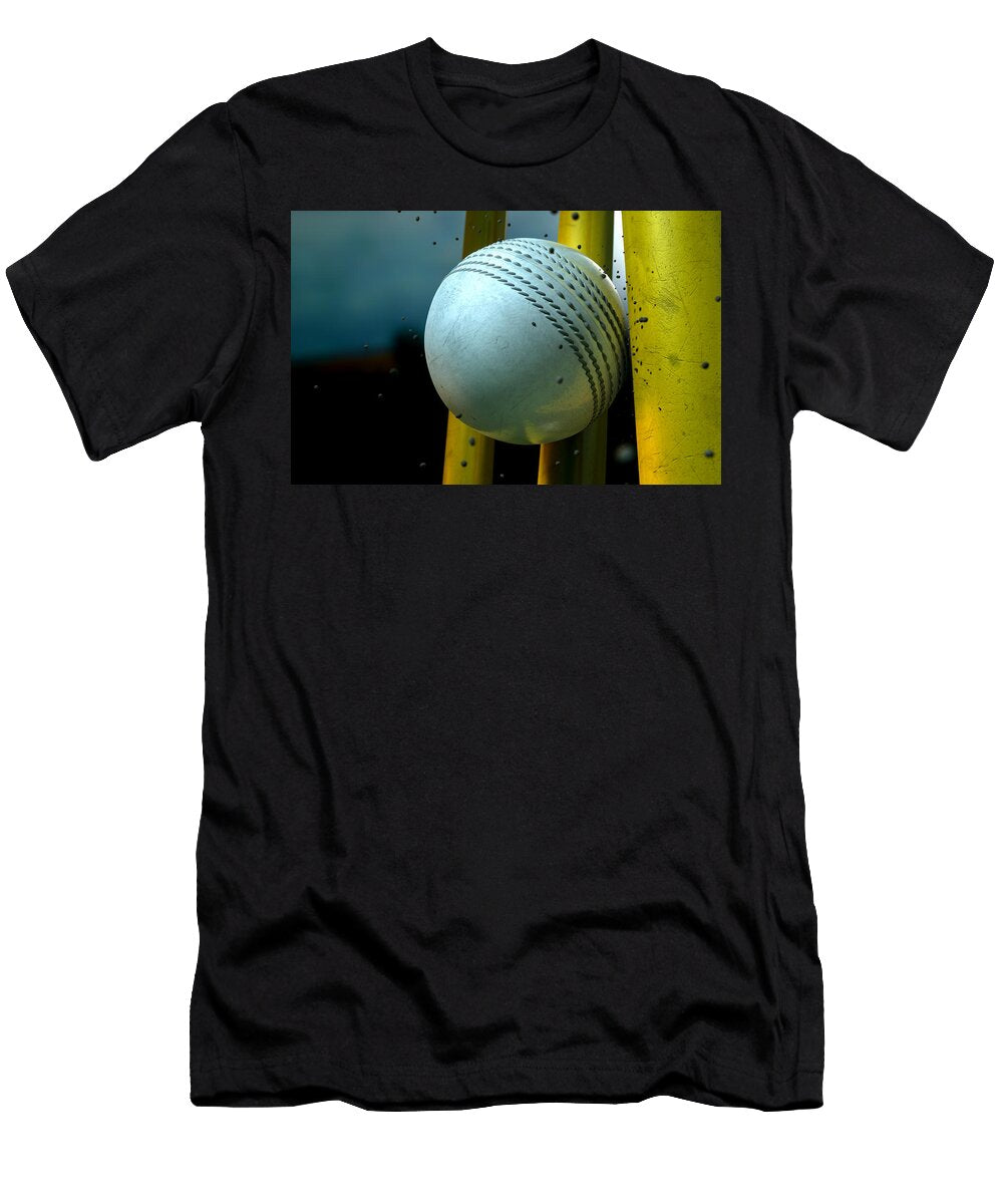 White Cricket Ball and Wickets Allan Swart T-Shirt