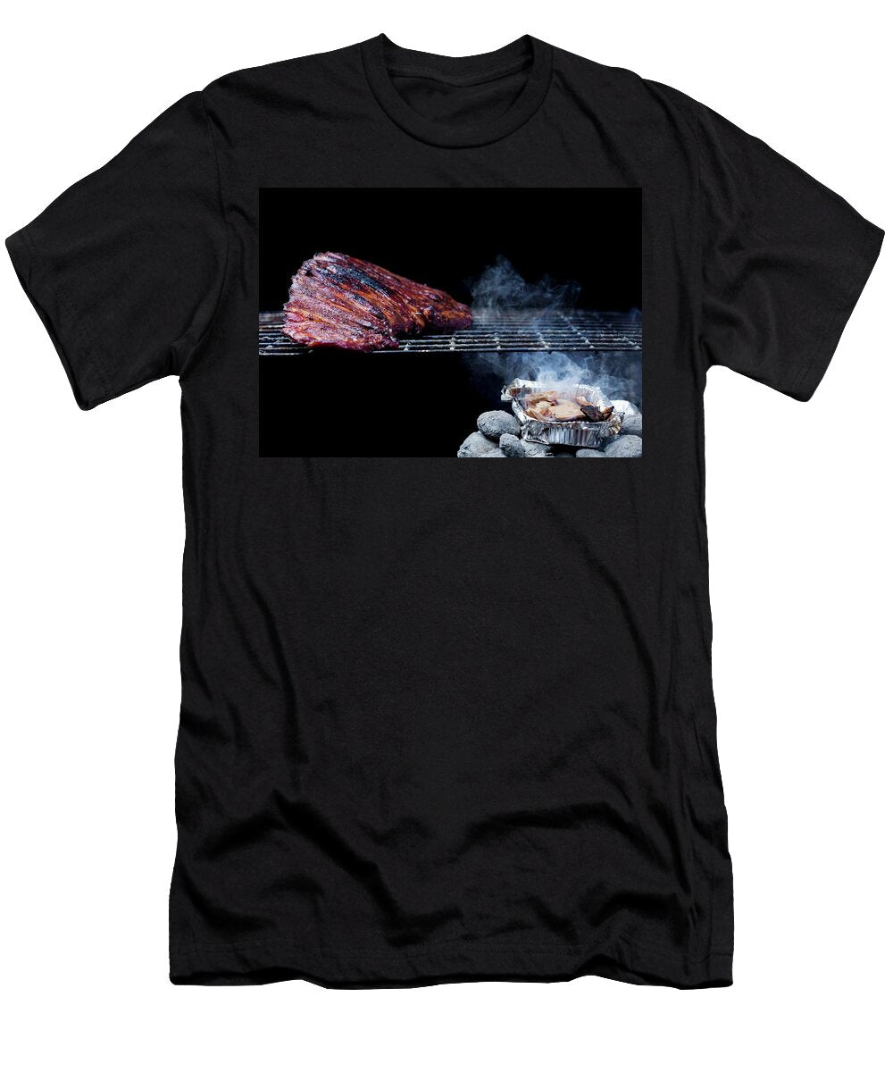 Whole Rack of Pork Ribs on Grill with Barbecue Sauce Veslemy Vrskar T-Shirt