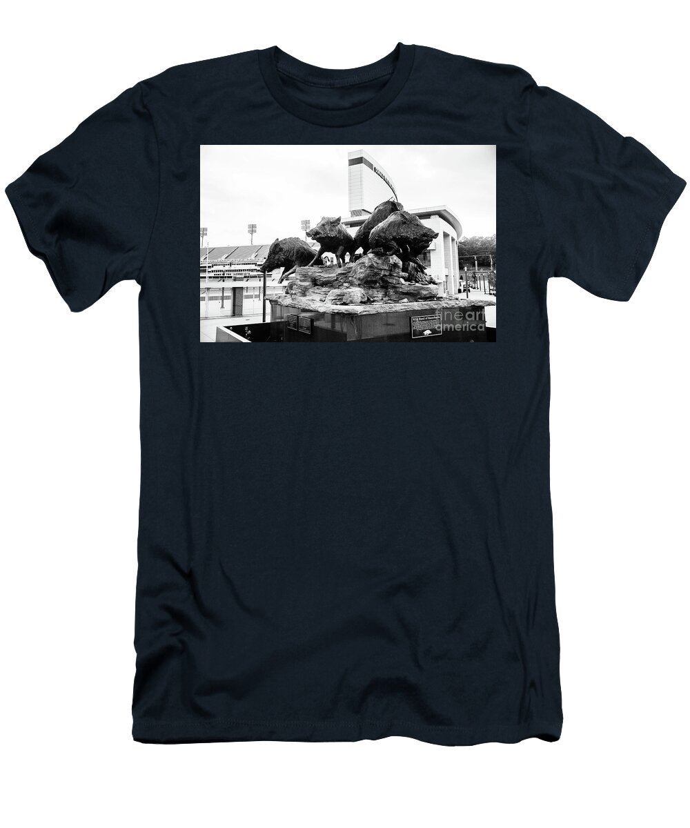 Wild Band of Razorbacks Statue Bw Scott Pellegrin T-Shirt