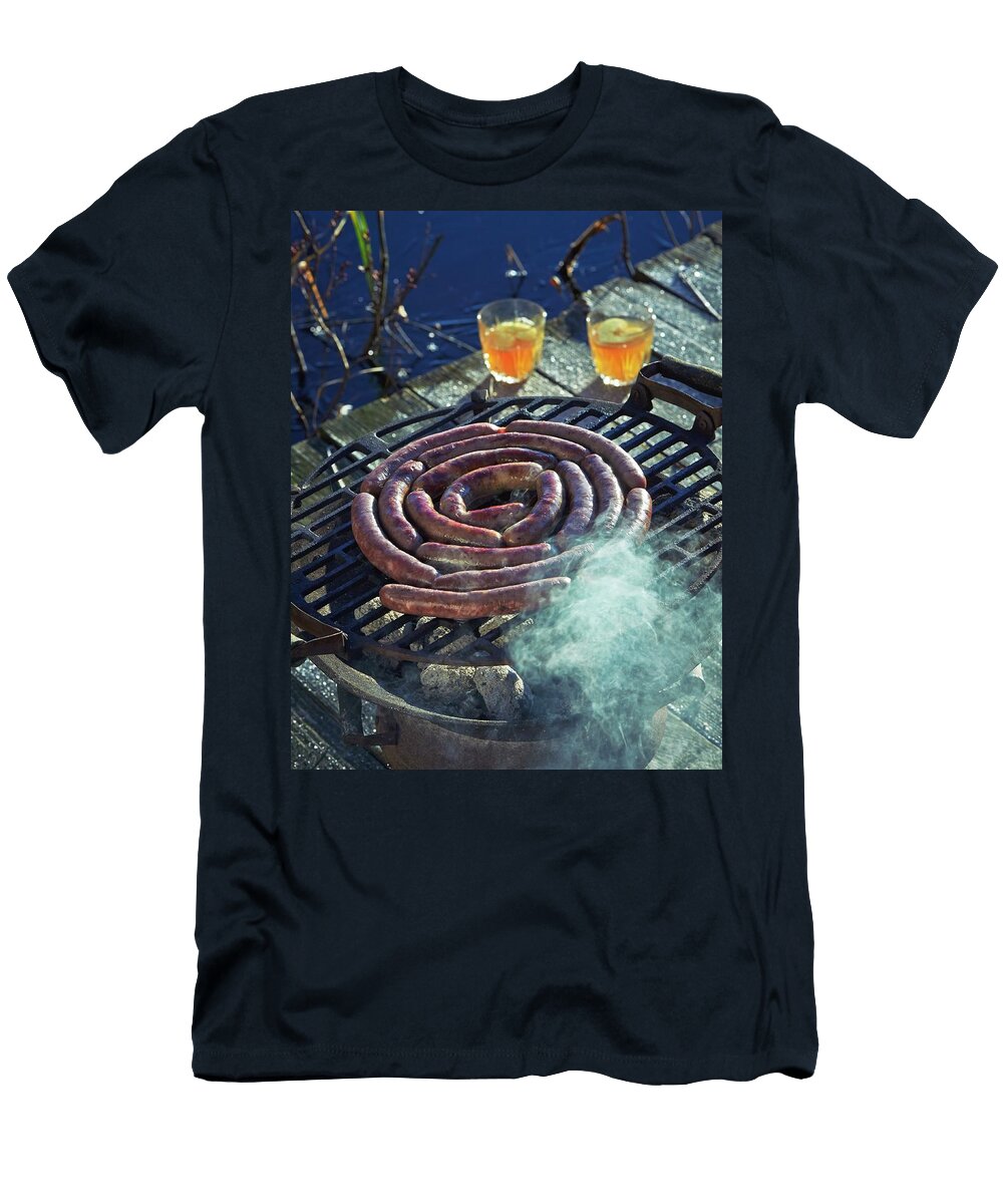 Wild Boar Sausages on a Hot Barbecue Hannah Kompanik T-Shirt