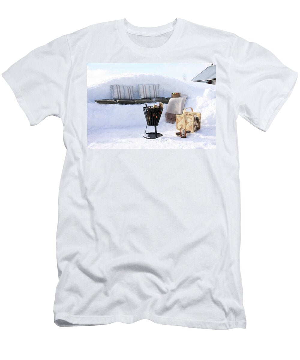 Winter Picnic with Bench Carved From Snow Susanna Rosn T-Shirt