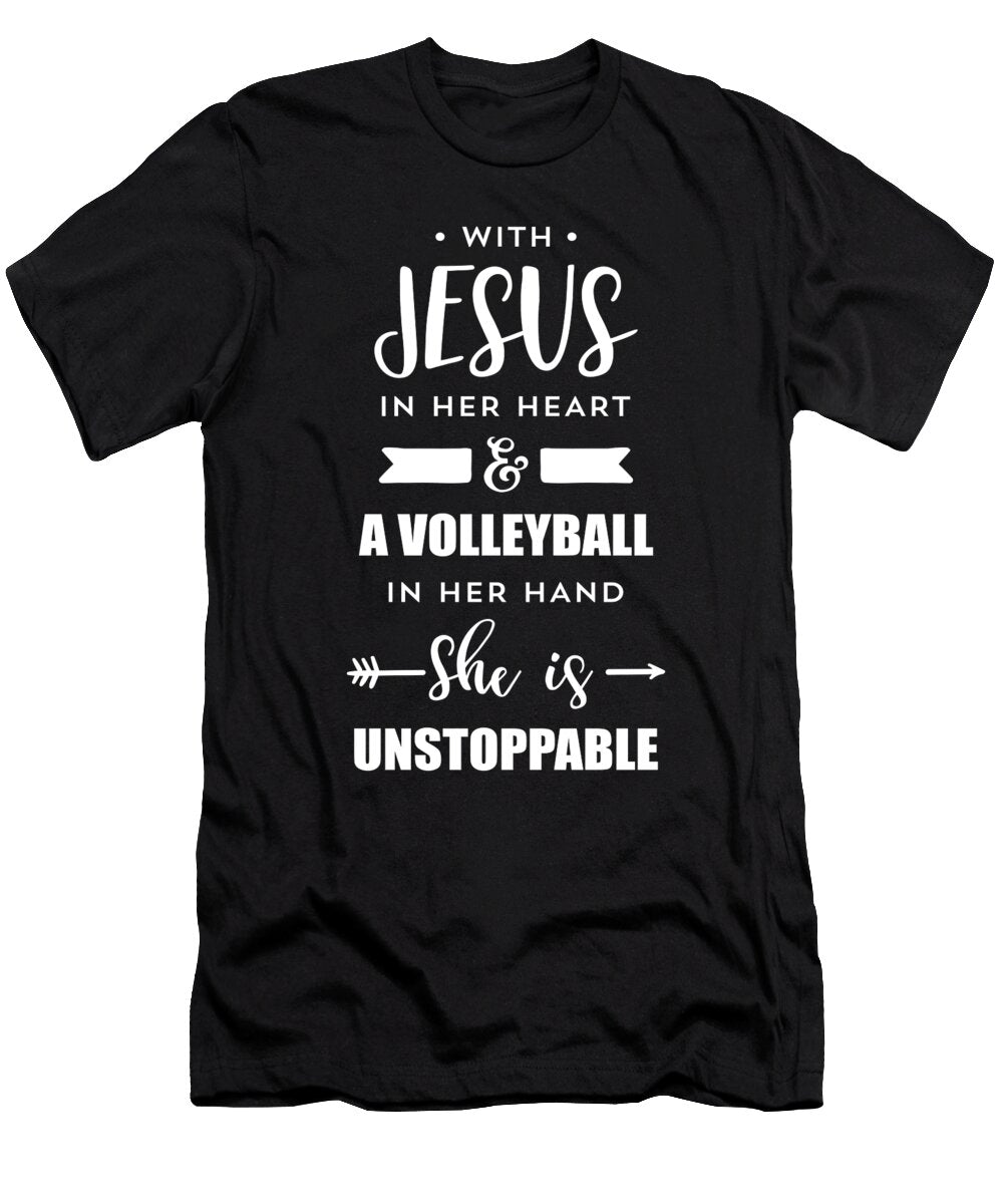 With Jesus in Her Heart a Volleyball Hand She Is Noirty Designs T-Shirt