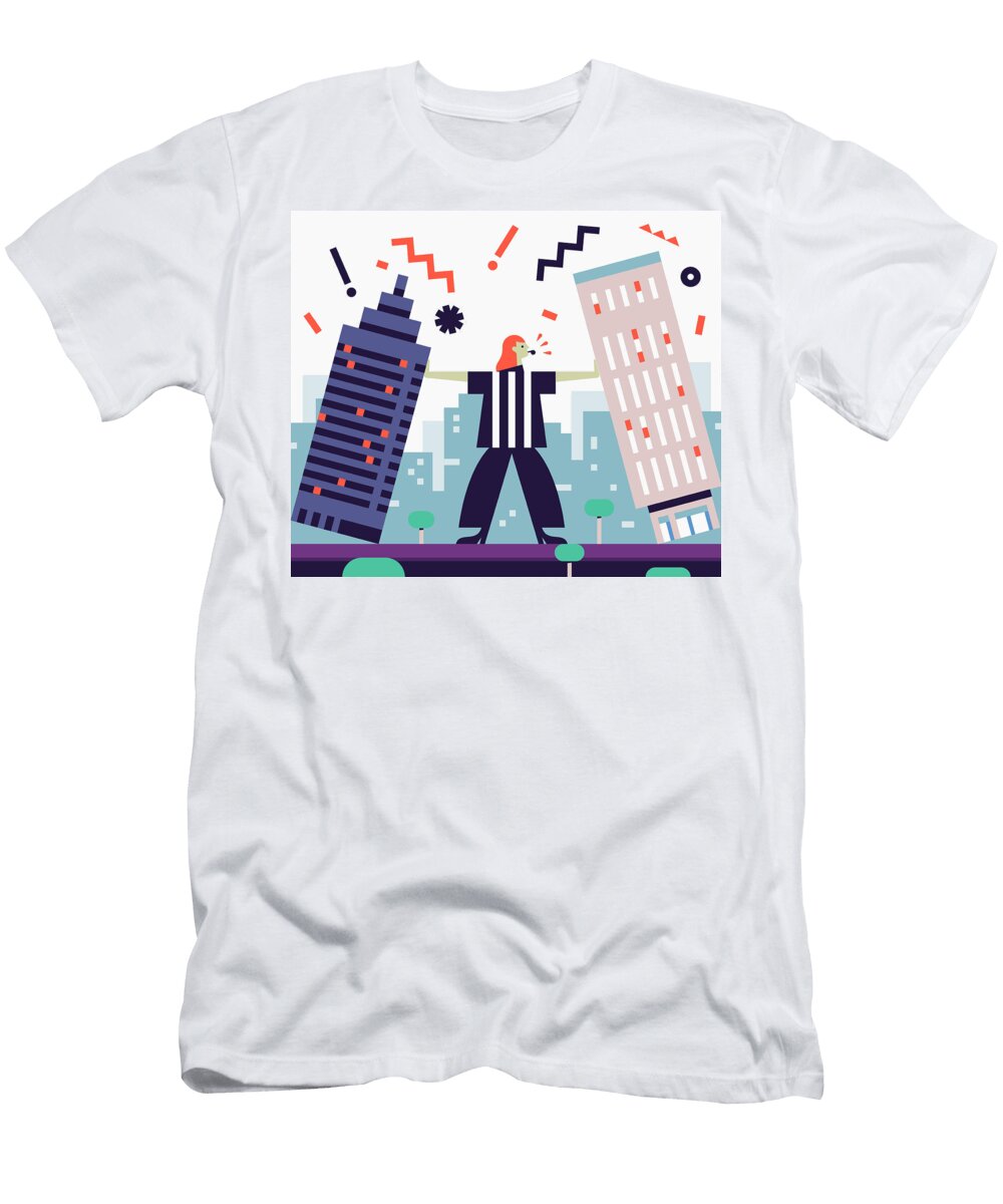 Woman Referee Between Two Office Blocks Ikon Images T-Shirt