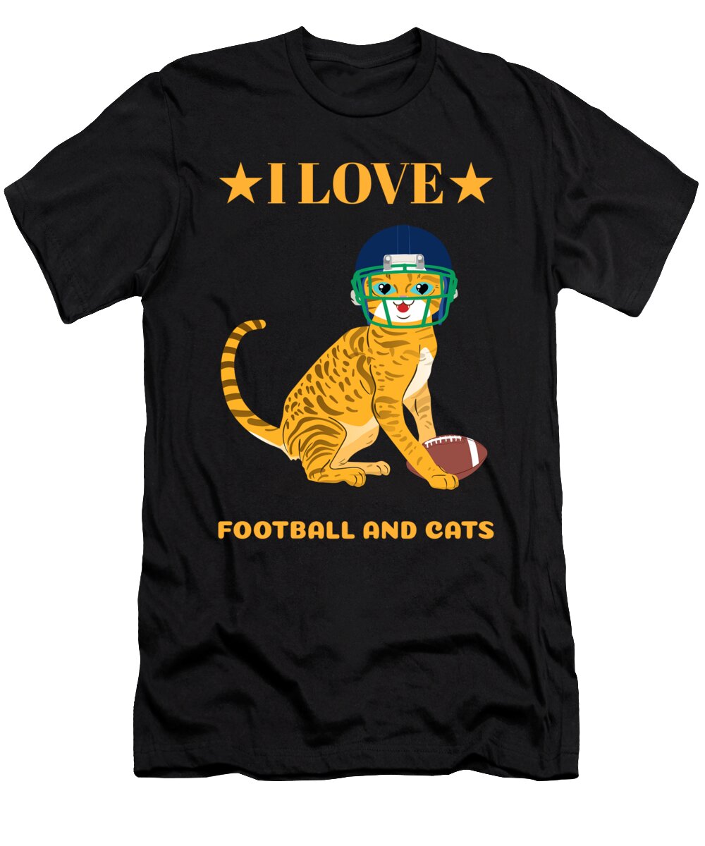 Yellow Cat with American Football Helmet Facemask Justus Ratzke T-Shirt