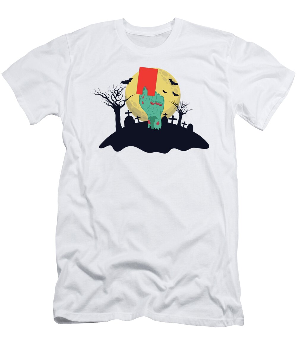 Zombie Hand with Red Card Funny Halloween Costume Graphic Jacob Hughes T-Shirt